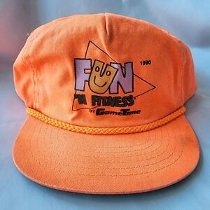 Fun 'N Fitness Game‎ Time Playcore Playgrounds Vintage 1990 Orange Baseball Cap